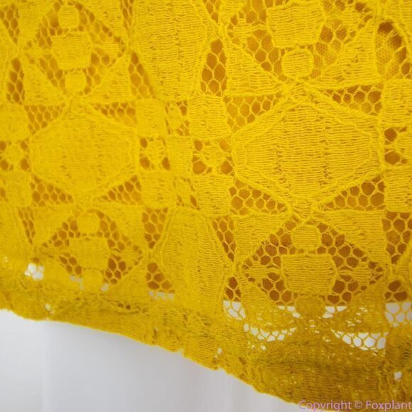 NEW Altar'd State mustard yellow lace dress with ruffle neck , L - Picture 11 of 14